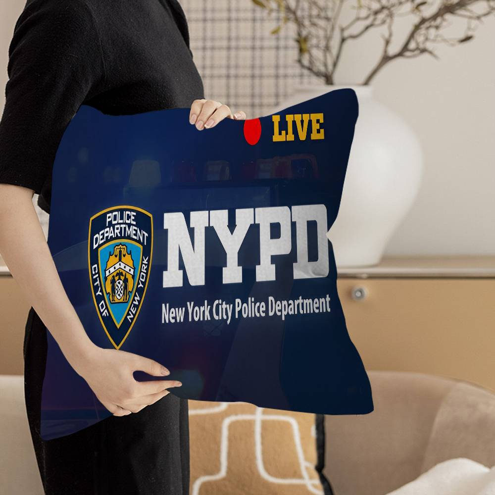 N-New York City Police Department NYPD Pillow Covers Cartoon Sofa Decorative Home Double-sided Printing Short Plush Cute Cushion