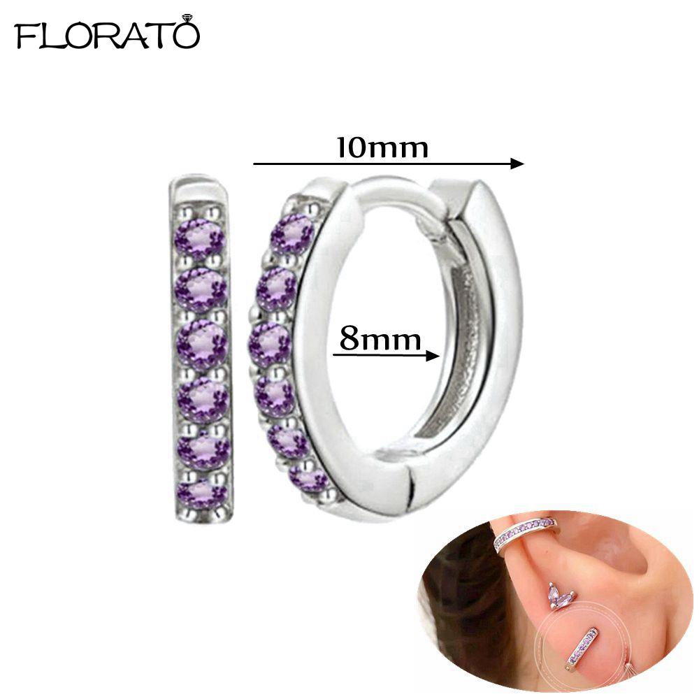 925 Silver Needle Elegant Purple Earrings Exquisite Small Hoop Earrings for Women Fashion Puncture Jewelry Accessories