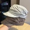 New Retro Pleated Pure Wool Newsboy Hat for Women In Autumn and Winter Warm and Versatile Peaked Cap Showing Face Small Newsboy Hat Trend