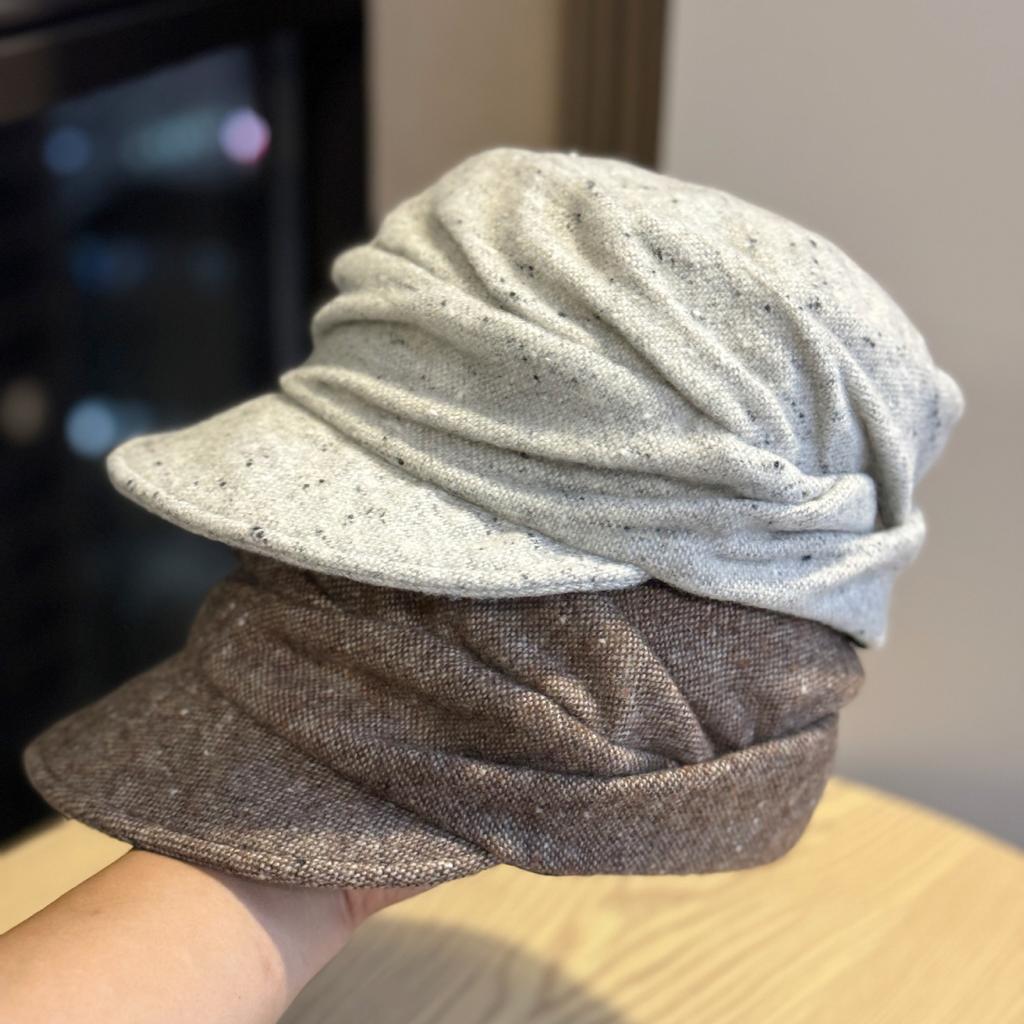 New Retro Pleated Pure Wool Newsboy Hat for Women In Autumn and Winter Warm and Versatile Peaked Cap Showing Face Small Newsboy Hat Trend
