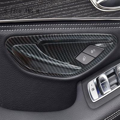 Fibra de carbono interior do carro porta braço alça capa guarnição tigela quadro adesivos para mercedes benz ce classe w205 w213 glc