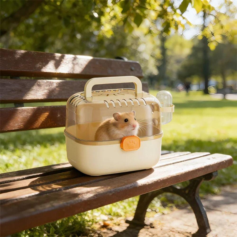 Escape-Proof Hamster Travel Carrier Ventilated Guinea Pig Handheld Case Small Pet Cage  Vet Visits