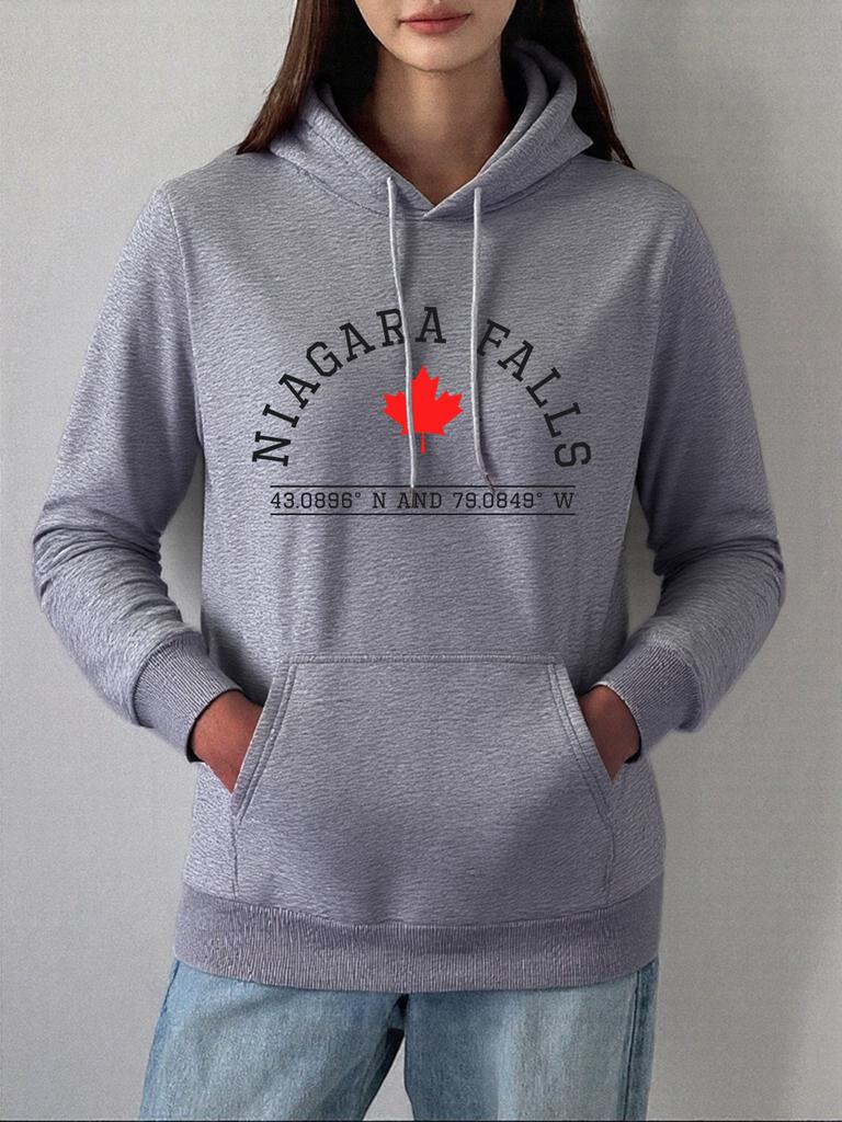Niagara Falls Canada Prints Hoodie Womens Comfortable Loose Sweatshirt Winter Fleece Warm Pullover Basics Casual Womans Clothes