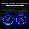 BTT1 1pcs Car Accessories Led Car Logo Cup lights Smart Luminous Water coaster For Mercedes benz AMG A B R G Class GLK GLA C200 E200