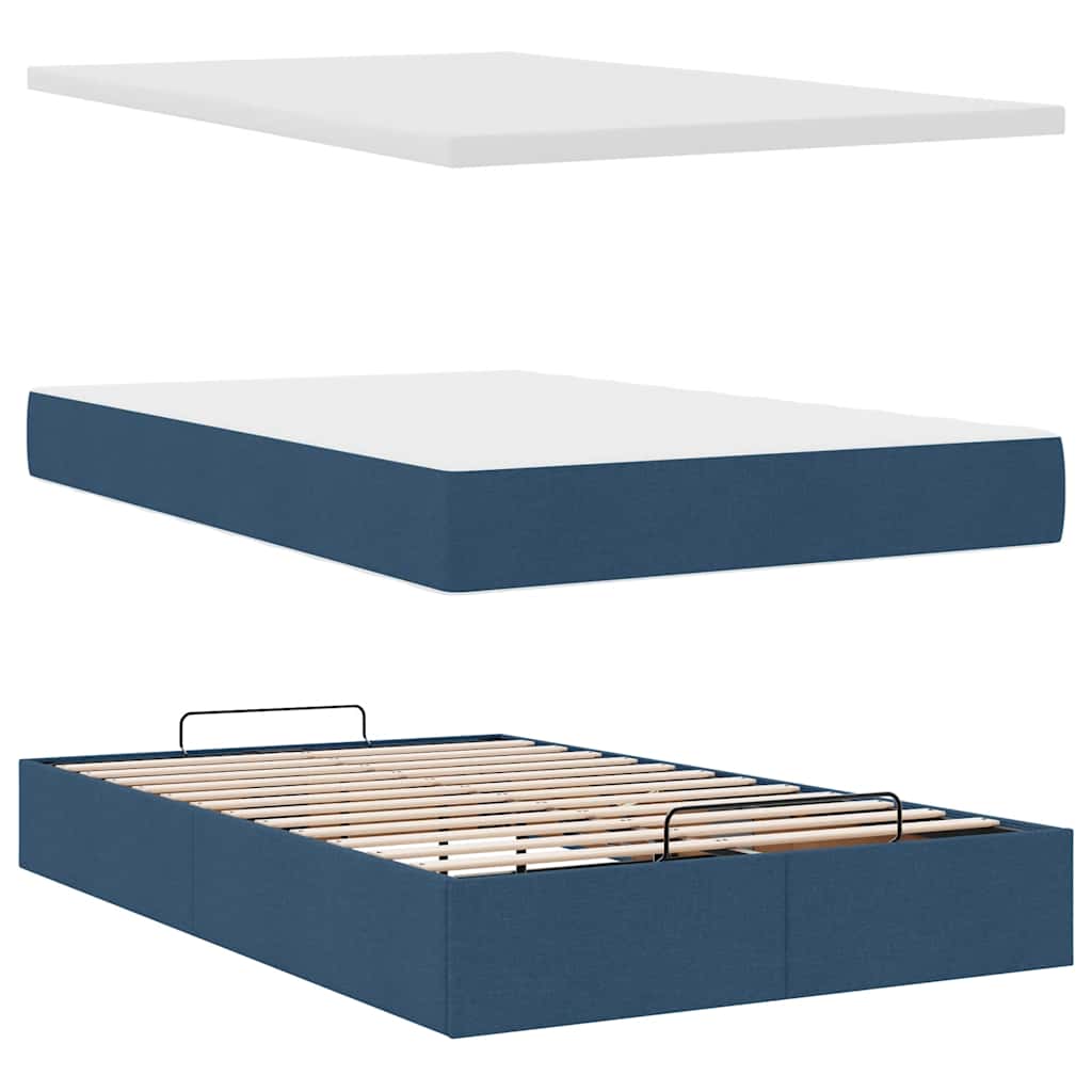 Ottoman Bed with Mattress Blue 120x200 cm Fabric