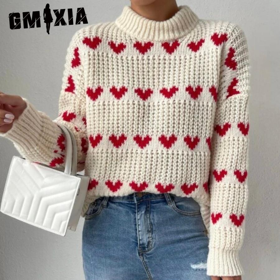 

GMXIA Loose Love Jacquard Весна и Осень Пуловер Свитер Трикотаж Женщин S