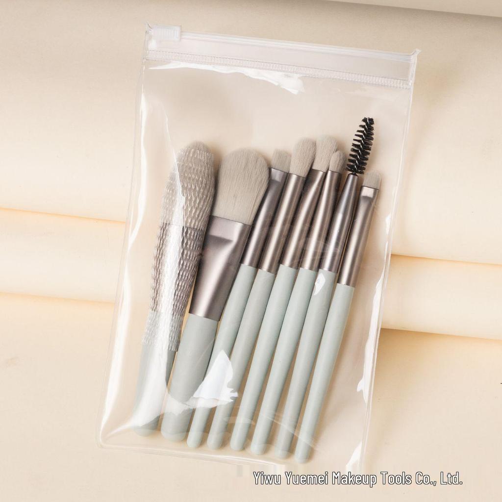 8-Piece Beginner Makeup Brush Set with Soft Bristles – Portable Bestseller Beauty Tool