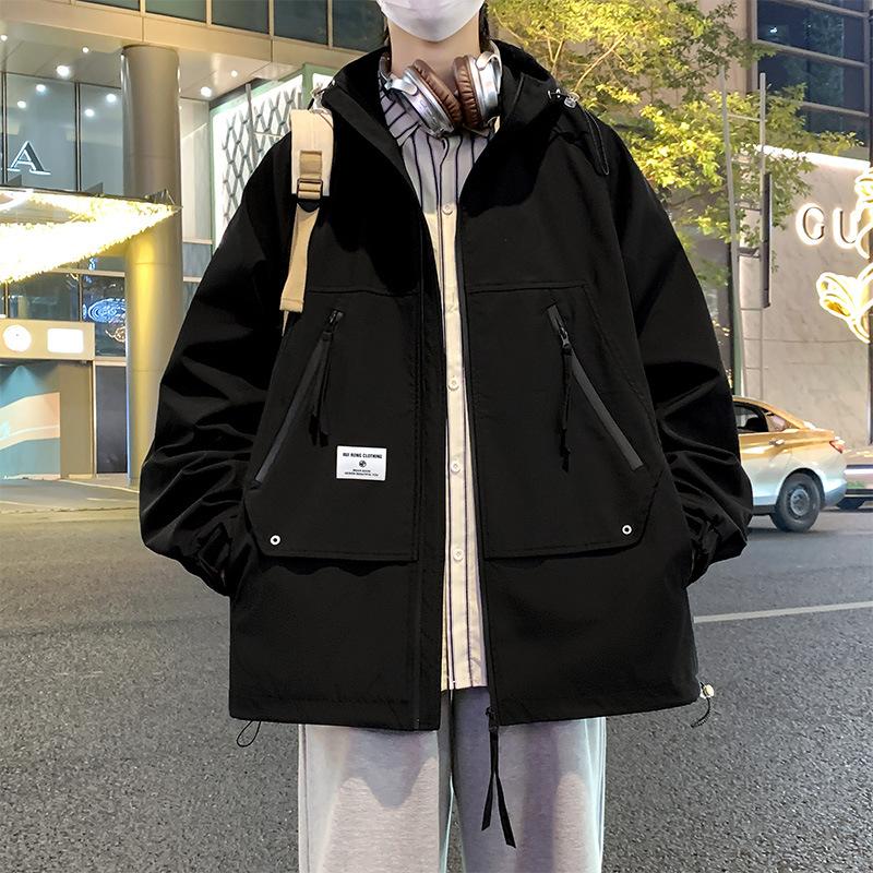 Men's Spring and Autumn New Loose Heavy Fatty Plus Fatty Plus Hooded Casual Jacket