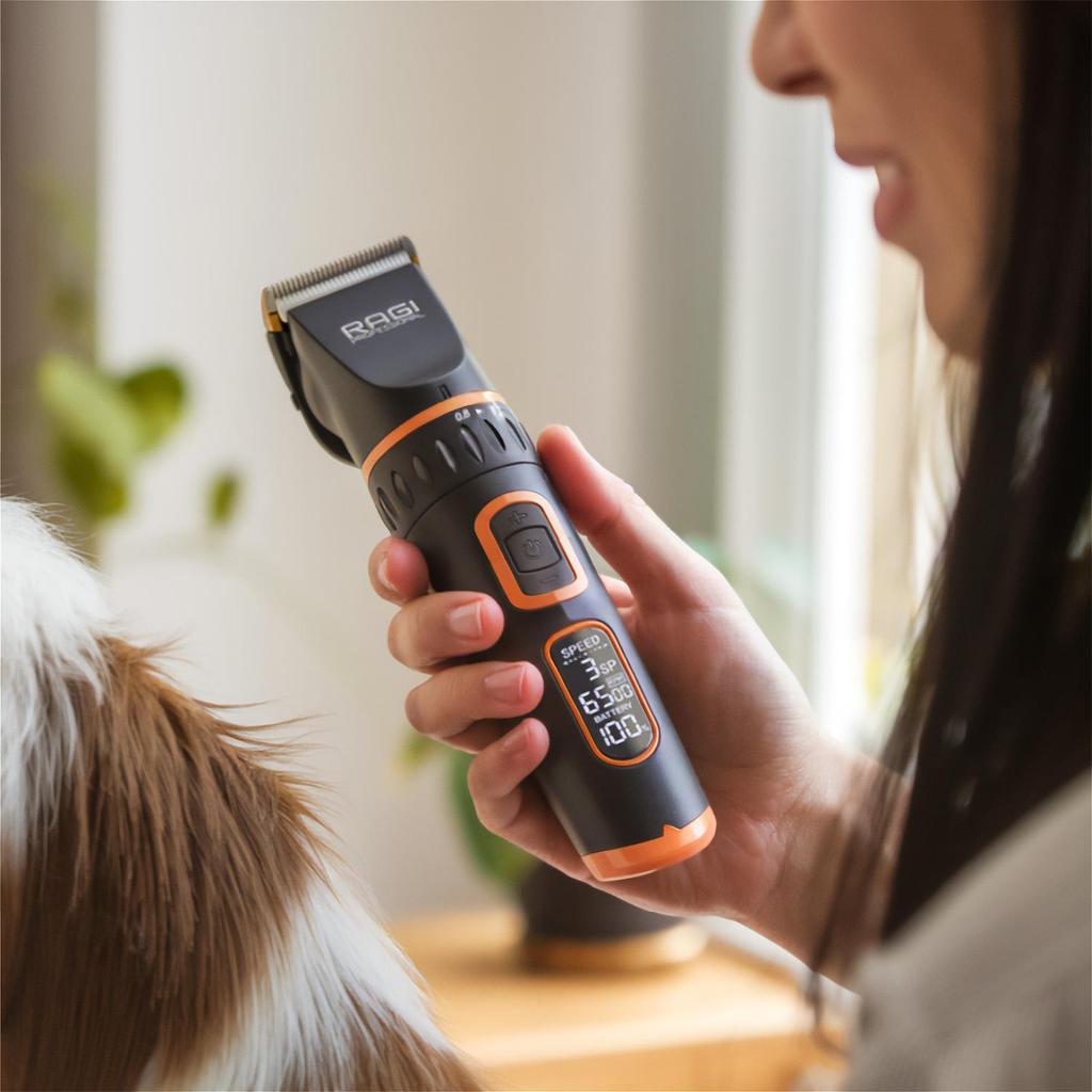 Electric Dog Clipper, Professional Grooming Kit, Pets Hair Trimmers, 3-Speed, Wireless, LED Display