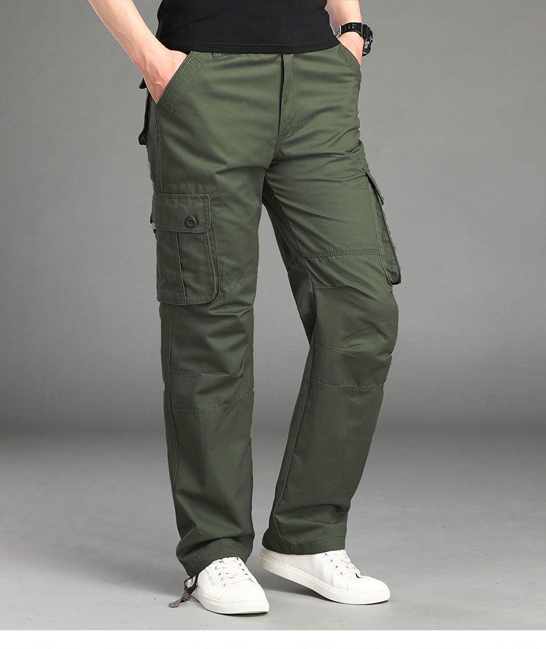 Spring and Autumn Men's Multi-Pocket Casual Pure Cotton Loose Straight-Leg Trousers