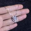 Moissanite Heart Bow Necklace Dainty Jewelry Women