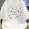 Cute Cat Summer Style Cartoon Printed Fashion Pattern Tshirt Casual Shortsleeved White Tshirt Playful and Comfortable Y2K