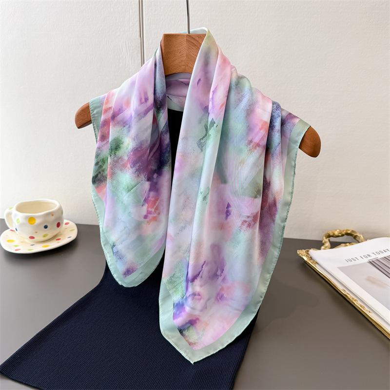 New ethnic- border printed imitation silk square scarf shawl neckerchief high-end neck-tie small square scarf silk