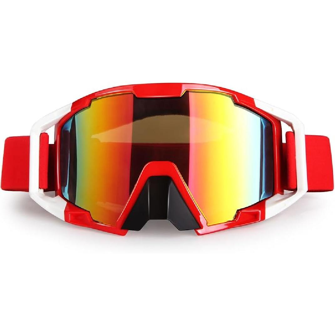 ATV Goggles Dirt Bike Goggles Motorcycle Motocross Goggles Wide Vision Glasses Bike Riding Goggles Ski Goggle UV400 Anti-Fog Scratch Windproof Colorful Lens