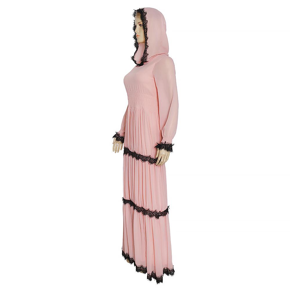Übergröße Afrikanisches Damen Kapuzen Elastisches Chiffon Muslimisches Kleid