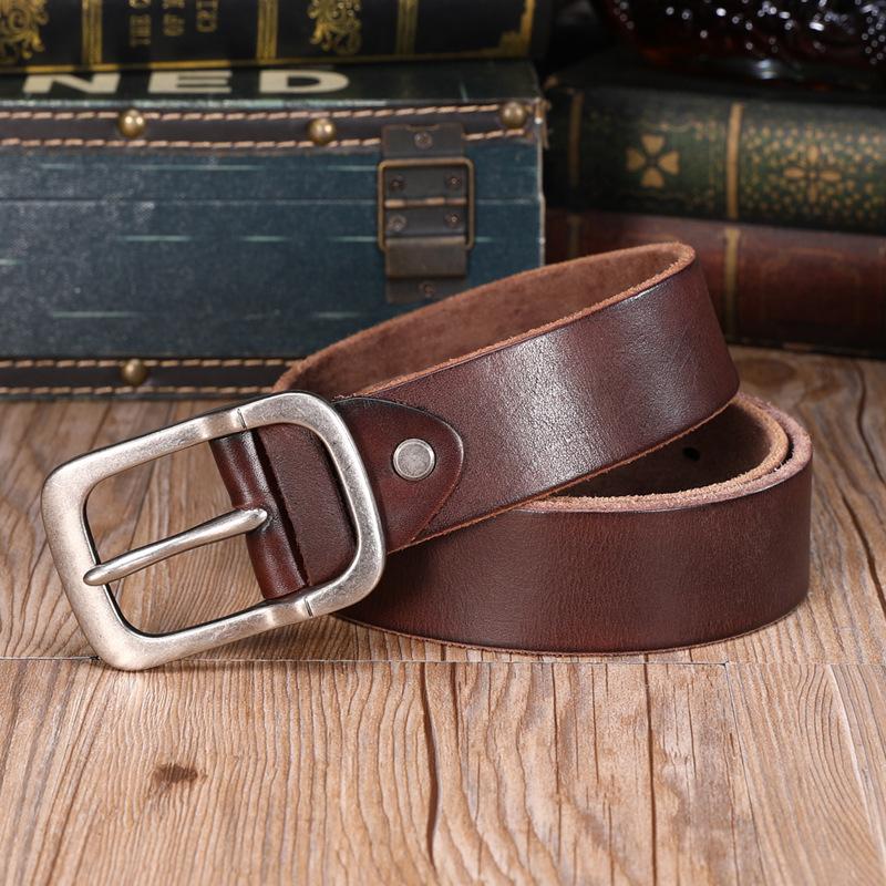 Waistband: Men's belt, top layer cowhide, pin buckle, waistband, casual and versatile jeans