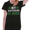 St Patricks Day My Boyfriend Is Irish Clover Womens Top Junior Graphic Tee