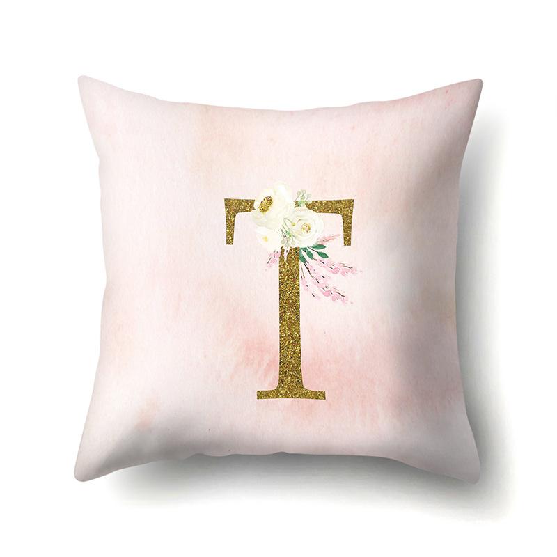 Polyester Pillowcase Home Fantasy Watercolor Print Pillowcase 26 English Letter Cushion Cover