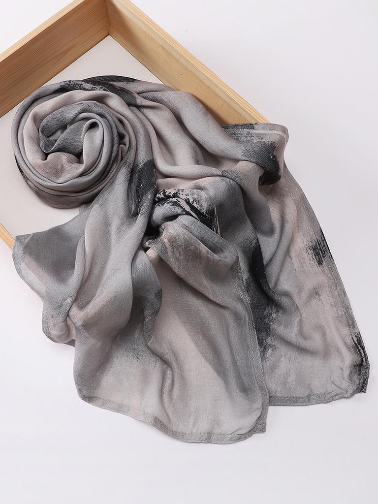 Boho Watercolor Soft Muslim Hijabs Women Floral Breathable Shawl Wrap Scarf Hijab Floral Print Ramadan Headscarf Islamic Turban