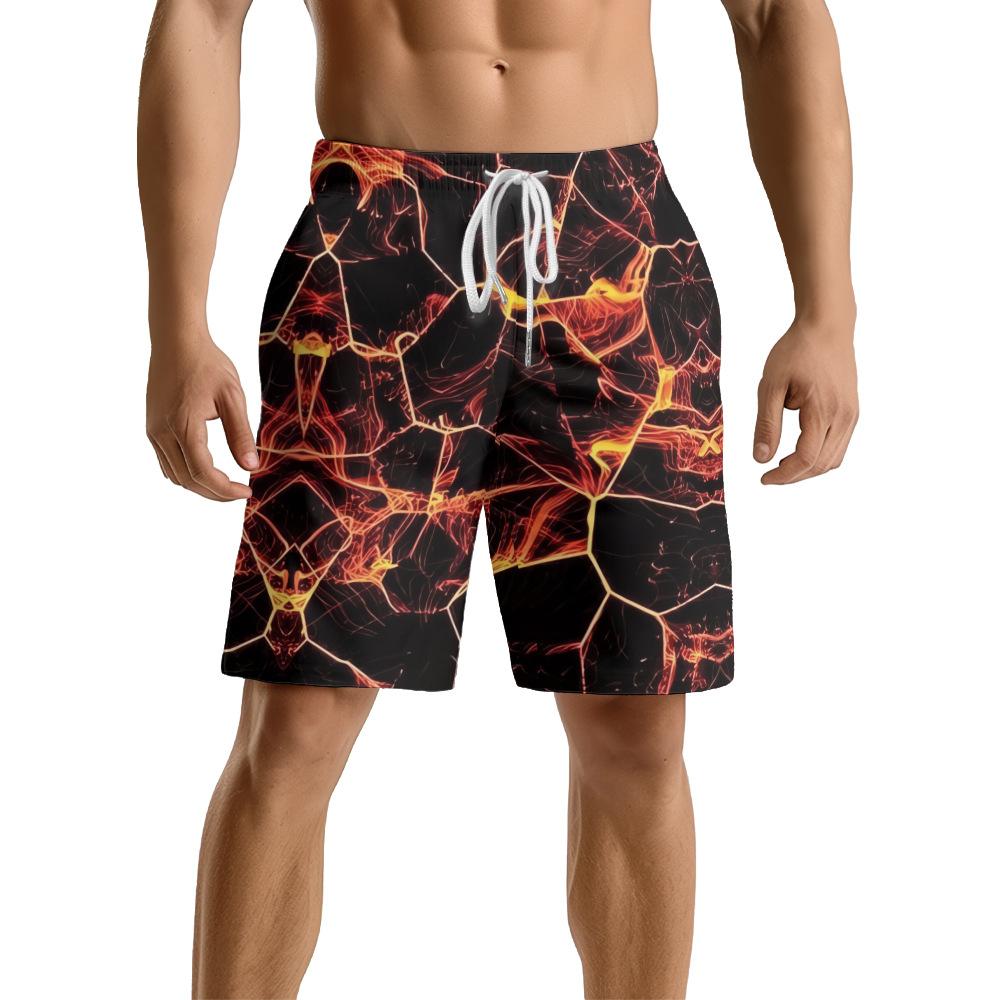 Pantaloncini Casual da Uomo con Elemento Fulmine Oscuro Naturale Europeo e Americano Pantaloni da Spiaggia