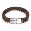 Men Bracelet Rope Stainless Steel Magnetic Natural Stone Leather Beaded Braclet Volcanic Stone bracelet bangles Chain Gift