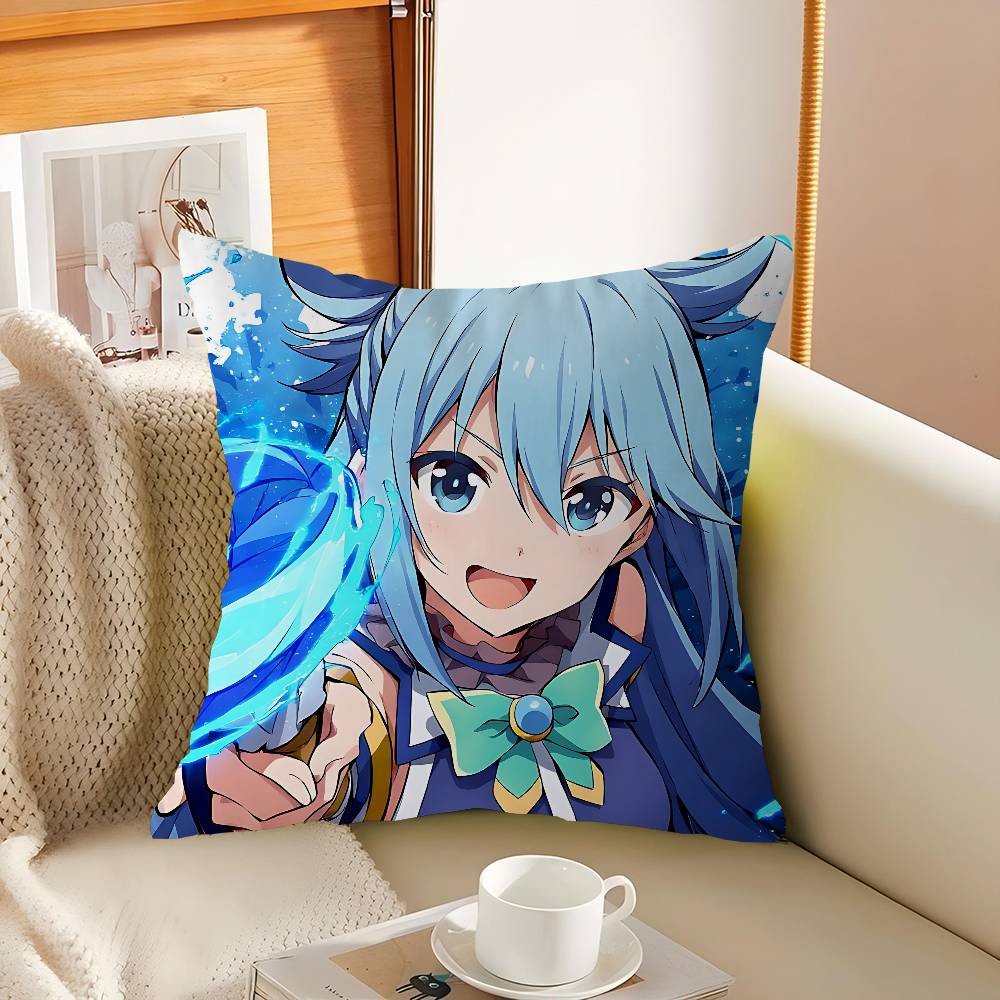 Aqua Konosuba Anime Cushion Cover 30x50 Polyester Sofa Cushions Decorative Throw Pillows Home Decoration Pillowcover