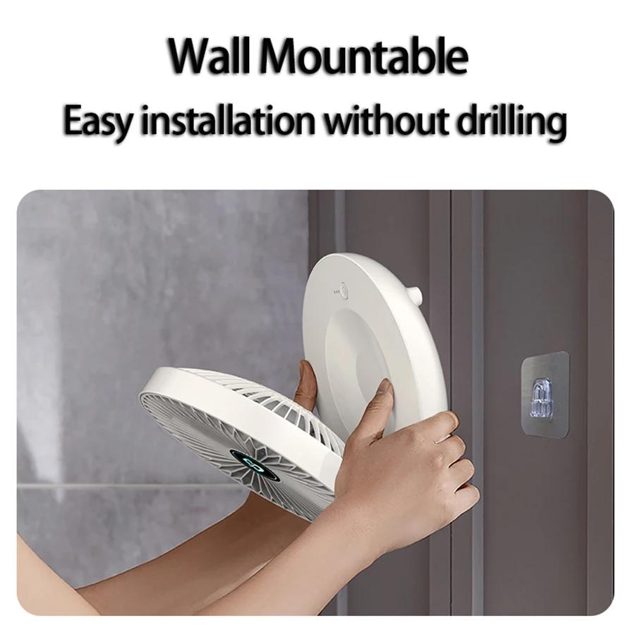 2026 Best Selling Rechargeable 90° Adjustable Desktop Fan Portable Air Conditioner Wall Mounted Fan Foldable for Home Office