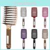 Luxurious Large Curved Massage Comb With Antistatic Boar Bristles For Soft Hair