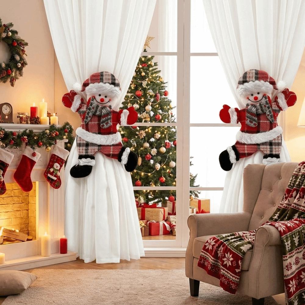 2pcs/set Felt Snowman Curtain Holder Cartoon Doll Window Curtain Fastener  Living Room