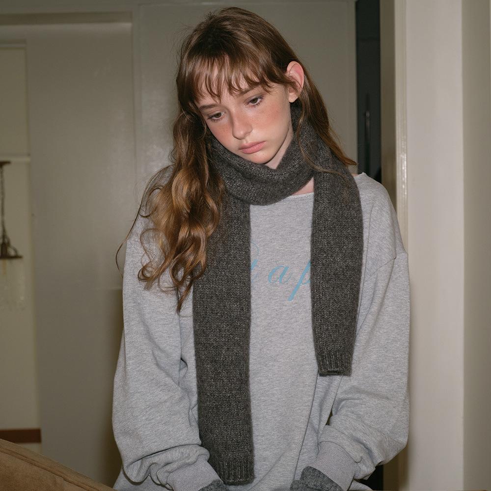 Wool Scarf for Men and Women Winter Simple Gray Soft and Warm Woolen Scarf