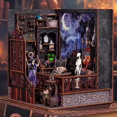 Wooden Doll House DIY Book Nook Kit 3D Puzzle Assembly Model Building Bookshelf Insert Decor BookendToy Christmas Gift Dollhouse