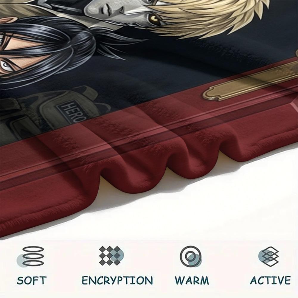1PC Onepunch Man Patterned Flannel Blanket Suitable For All Seasons For Home Decor Warmth And Comfort Gifts Holiday Present