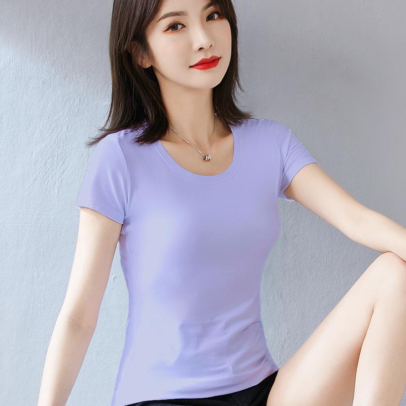 Women's Slim Fit White Cotton Short Sleeve T-Shirt - Round Neck, Summer/Spring Style