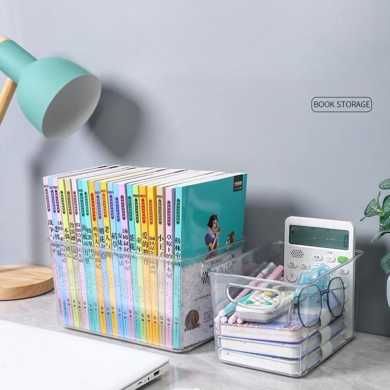 Transparent PET Storage Box, Book Storage Box, Household Drop Resistant Storage Basket, Refrigerator Storage Basket, and Debris Sorting