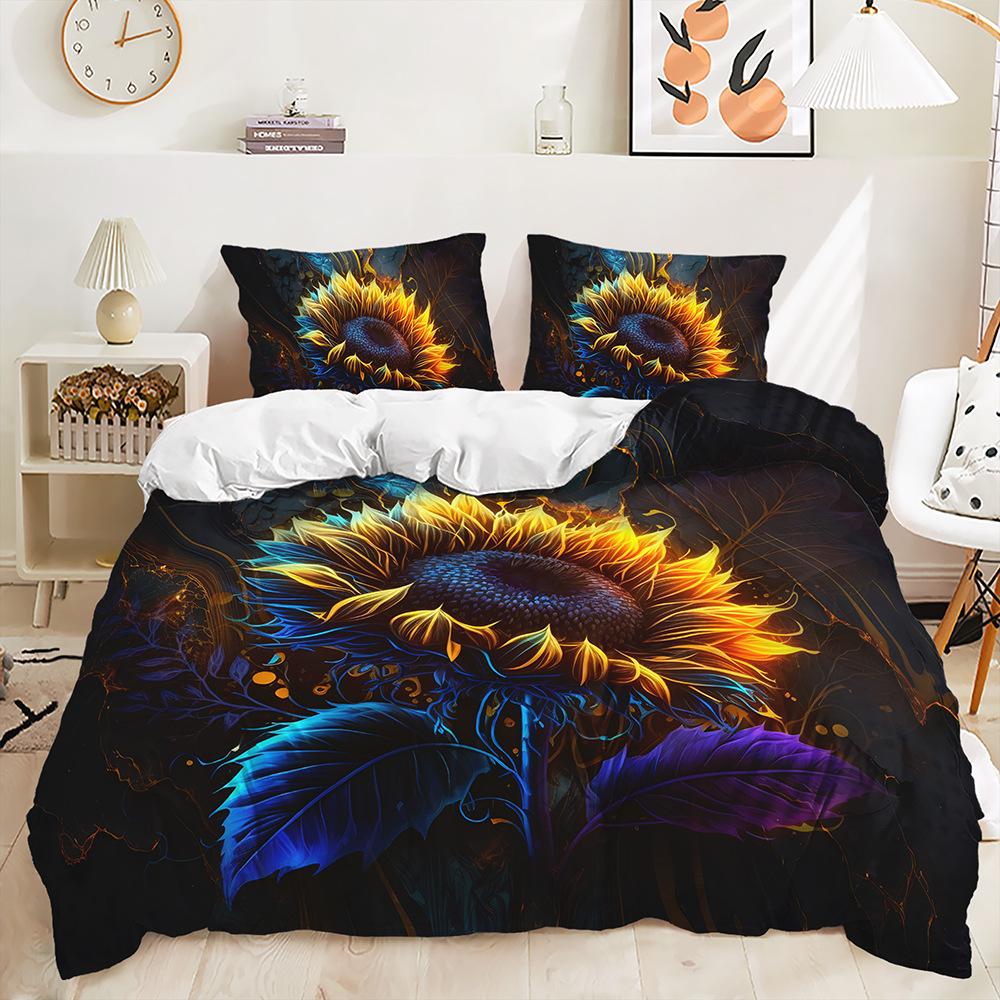 Three-Piece Sunflower Series Quilt Cover Bedding Kit Animal 135 * 200 (two-piece set) 90g
