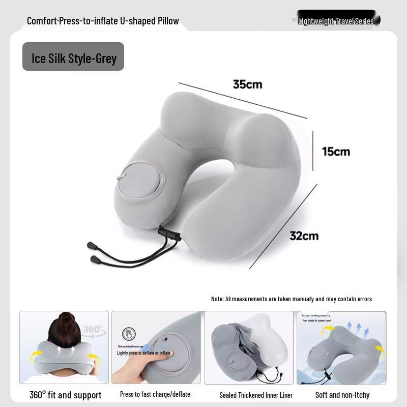 Kasisc Inflatable Double Hump U-shaped Neck Pillow