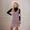 Women'S Houndstooth Wool V-Neck Sleeveless Vest Dress For Autumn And Winter