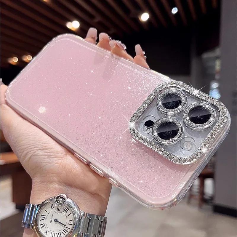 Acryl Glitzer Strass 2-in-1 Bonbonfarbe Hülle für iPhone 16 15 14 13 12 11 Pro Max Plus Juwelenbesetzte Schutzhülle