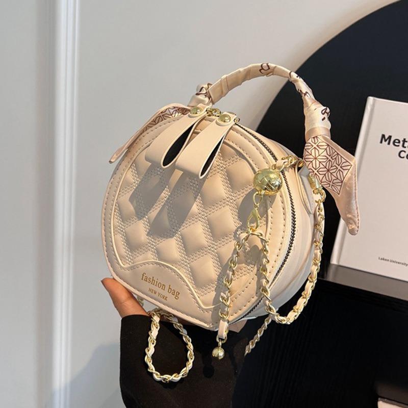 Rhombus Chain Small Bag Women's Spring and Summer Popular New Trendy Versatile Messenger Bag Fashion Handbag Small Round Bag