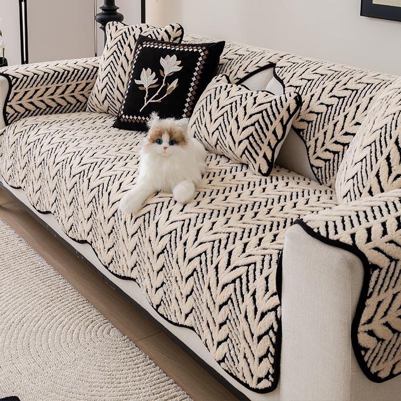 Shu Cotton Lint Thickened Plush Sofa Cushion Universal In All Seasons  New Autumn And Winter Non-Slip Warm Cover Cloth Advanced Cover