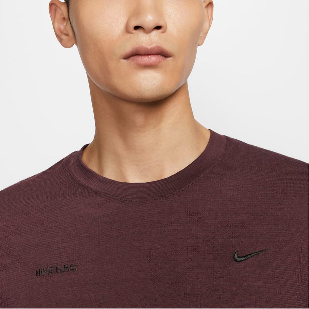 Nike Dri-FIT ADV Axis Performance System Solid Color Breathable Long Sleeve T-Shirt Men Tops Bright-Burgundy FZ0992652