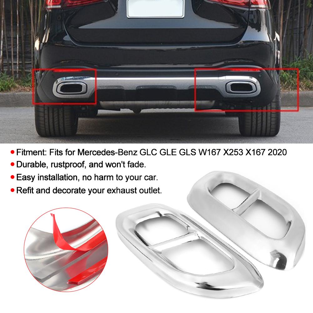 2pcs Car Tail Throat Frame 4 Outlet Exhaust Pipe Trim Fits for Mercedes Benz GLC GLE GLS W167 X253 X167 2020