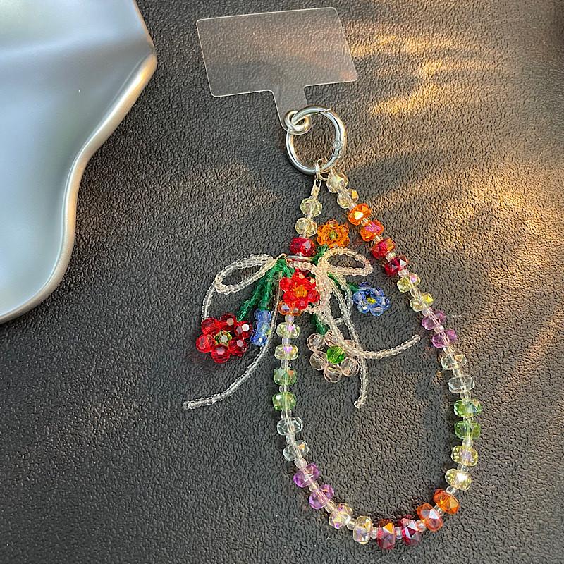 Handmade Green Beaded Flower Phone Chain With Crystal Tassels For Women And Men