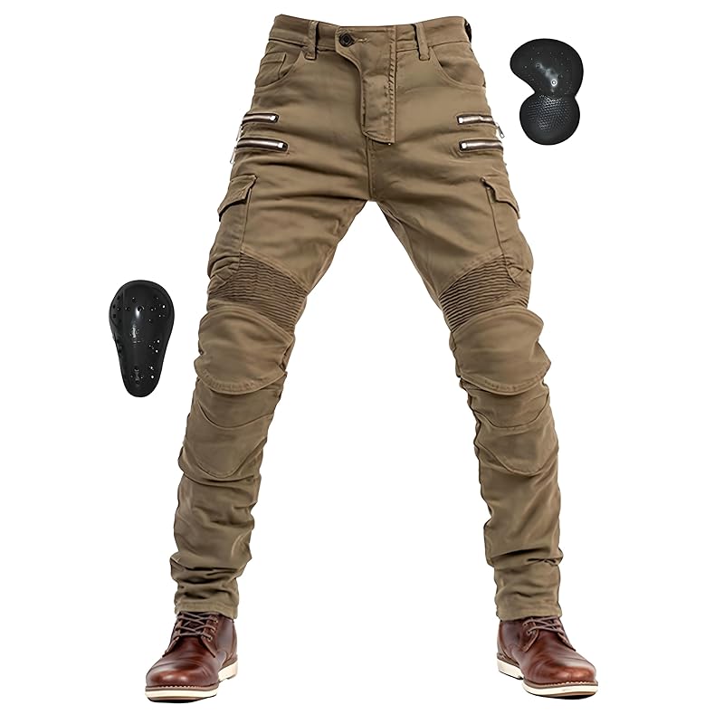 

[RENHE] bike pants men s riding pants protector rider pants spring and autumn bike trousers denim racing pants all seasons stretch material Abrasion