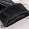 Autumn and Winter Warm Gloves for Women PU Leather Bow Plus Velvet Thickened Cold and Windproof Outdoor Driving Touch Screen