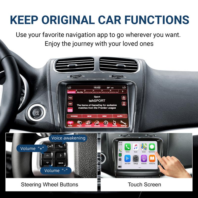 Бездротовий CarPlay Android Auto Для Fiat Freemont 2013-2018 З камерою заднього виду