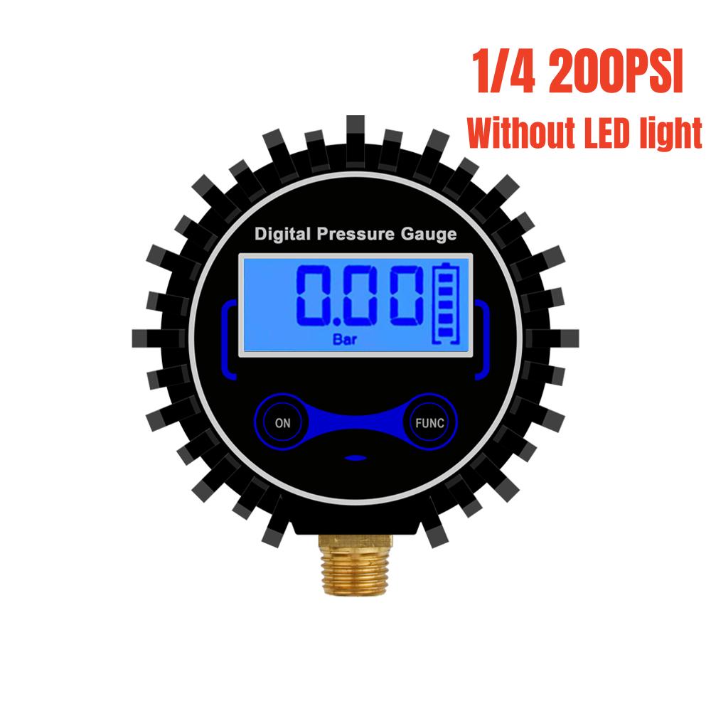 1/4 1/8 200 PSI Digital Tire Pressure Gauge LCD Backlight LED Digital Tire Pressure Gauge Pressure Gauge for Car Pressure Tester