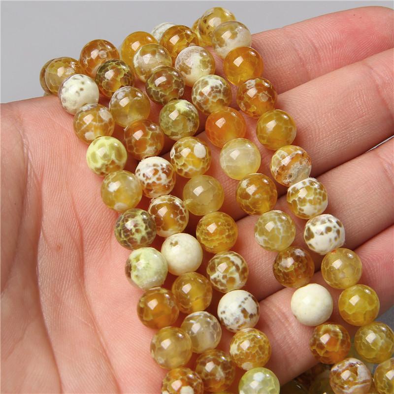 Natural Smooth Dragon Veins Agates Beads Loose Cracked Stone Beads for Jewelry Making DIY Bracelets Necklace 15'' 6 8 10mm