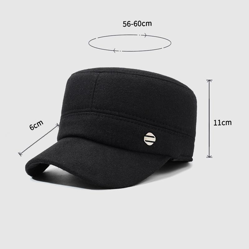 Autumn Winter Men's Hat Winter Cotton Ear Protection Wool Flat Cap Middle-Aged Old People's Hat Outdoor Warm Cap