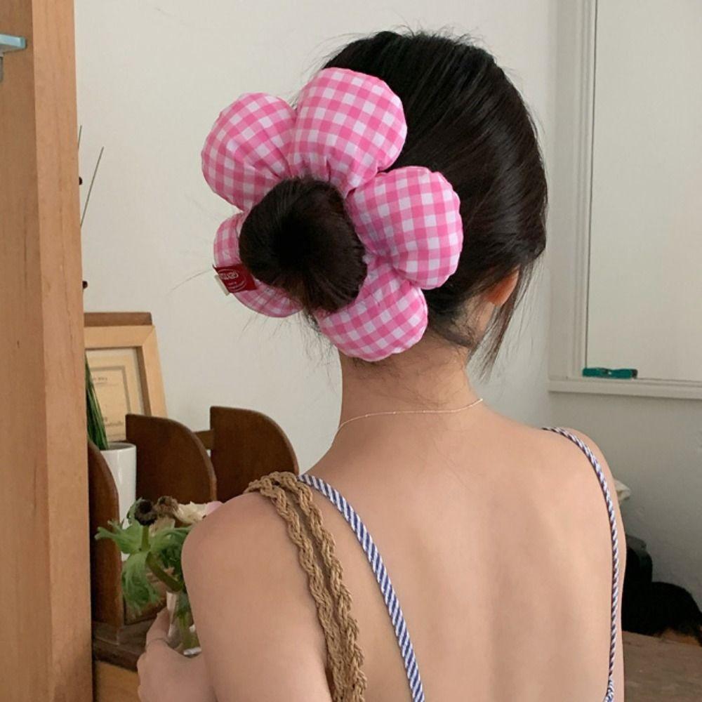 Lattice Exaggerated Hair Ring Sweet Oversized Hair Tie Elastic Flower Hair Scrunchies  Women